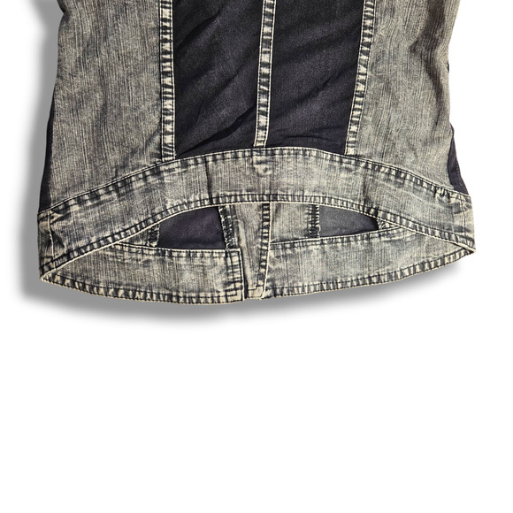 VTG Eand Queen Distressed Asymmetrical Jacket Sz. S [4-6] Gray Black Acid Wash - Picture 6 of 12